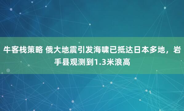 牛客栈策略 俄大地震引发海啸已抵达日本多地，岩手县观测到1.3米浪高