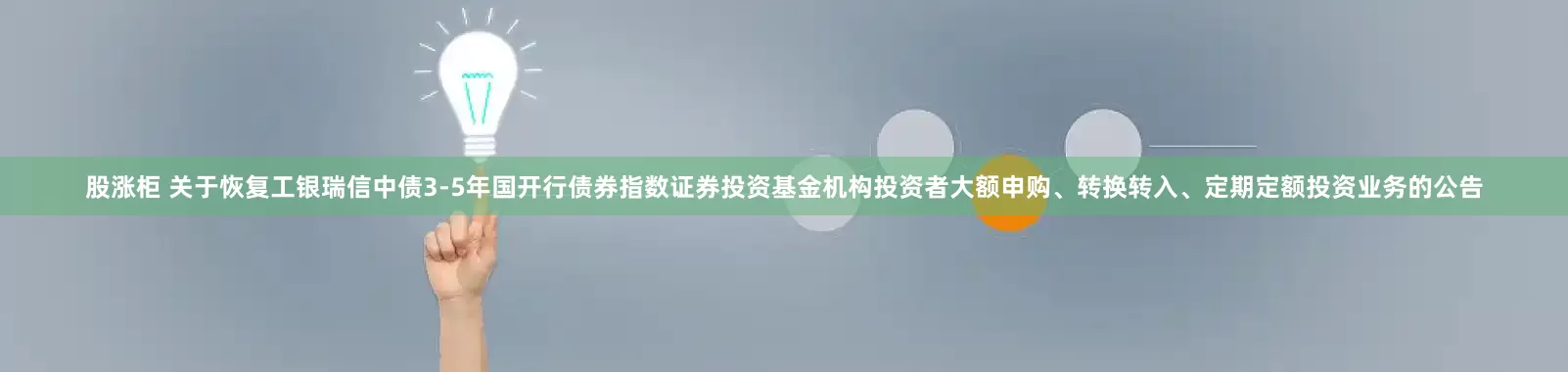 股涨柜 关于恢复工银瑞信中债3-5年国开行债券指数证券投资基金机构投资者大额申购、转换转入、定期定额投资业务的公告